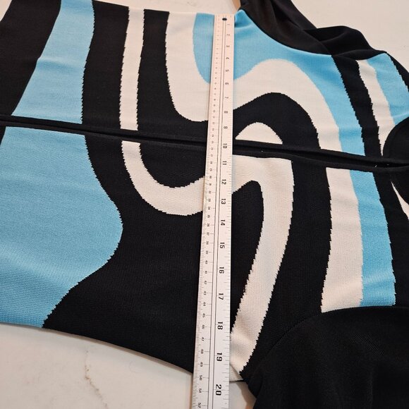 Ming Wang Cardigan Jacket Size Medium Black Blue White Knit Quiet Luxury - Picture 9 of 10